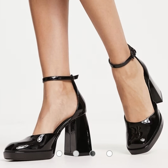 Madden Girl Black Patent Leather Block Heel Platform Mary Jane Shoes - Picture 2 of 16